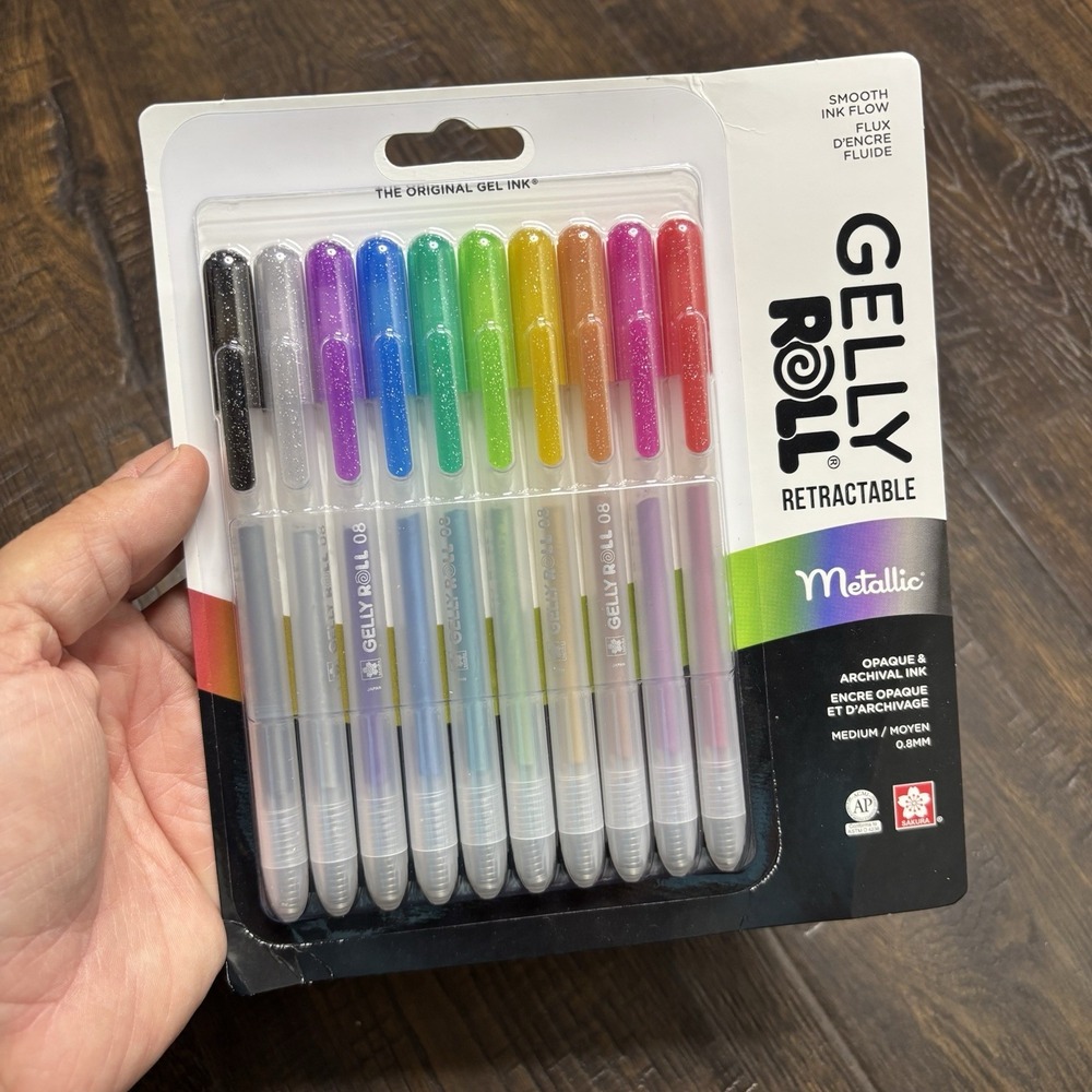 Sakura Gelly Roll Retractable Metallic Gel Pens 10Pcs NEW